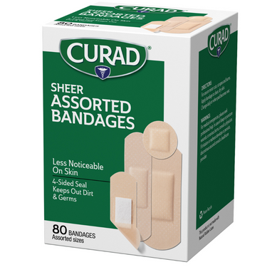 Sheer Bandages, Assorted Sizes, 80 count